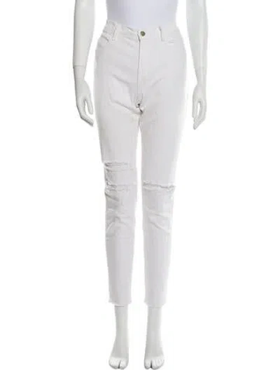 Pre-owned J Brand Mid-rise Skinny Leg Jeans In White