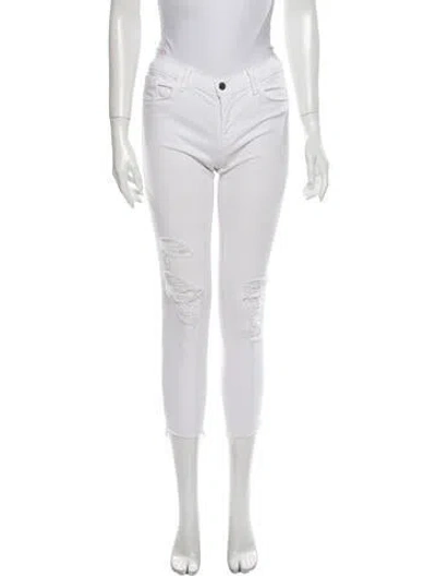 Pre-owned J Brand Mid-rise Skinny Leg Jeans In White