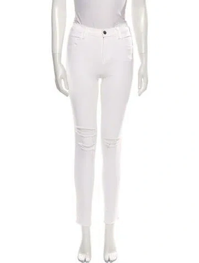 Pre-owned J Brand Mid-rise Skinny Leg Jeans In White