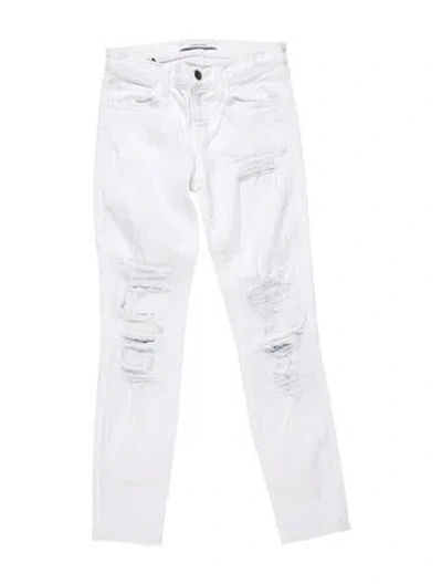 Pre-owned J Brand Mid-rise Skinny Leg Jeans In White