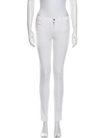 Pre-owned J Brand Mid-rise Skinny Leg Jeans In White
