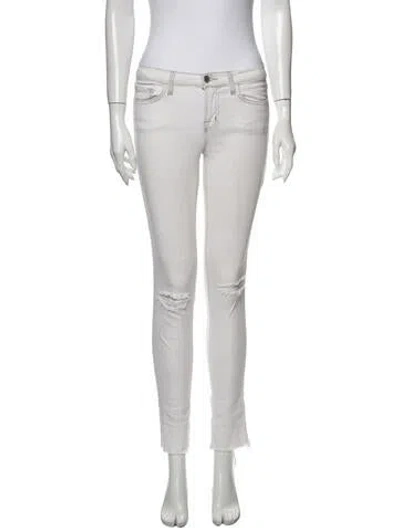 Pre-owned J Brand Mid-rise Skinny Leg Jeans In White