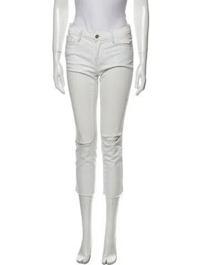 Pre-owned J Brand Mid-rise Straight Leg Jeans In White