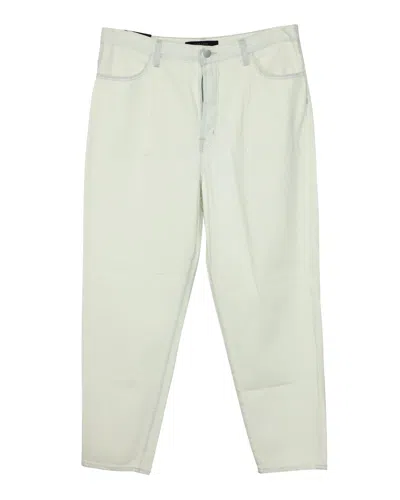 J Brand Pleated Peg Jeans In White Cotton