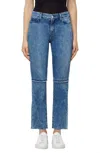 J Brand Ruby Frayed Cropped Straight Raw Hem High Rise Jeans In Blue In Blue
