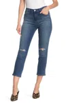 J Brand Ruby High Rise Crop Cigarette Jeans In Catch Destruct In Multi