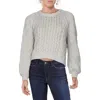J Brand Womens Cable Knit Crop Pullover Sweater In Gray