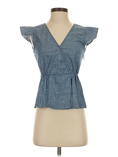 Pre-owned J. By J.crew Short Sleeve Blouse In Blue