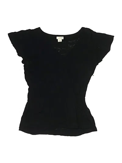 Pre-owned J. By J.crew Short Sleeve Top Black Sweetheart Neckline Tops