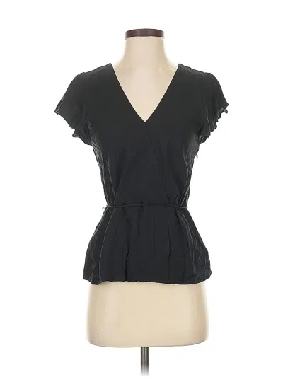 Pre-owned J. By J.crew Short Sleeve Top Black V Neck Tops