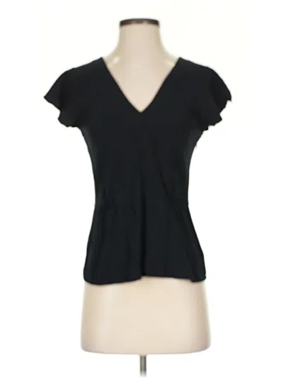 Pre-owned J. By J.crew Short Sleeve Top Black V Neck Tops