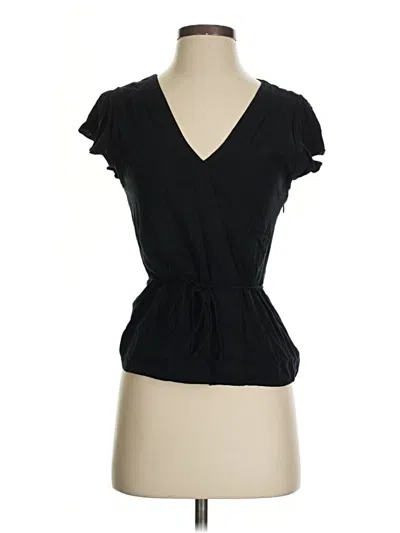 Pre-owned J. By J.crew Short Sleeve Top Black V Neck Tops