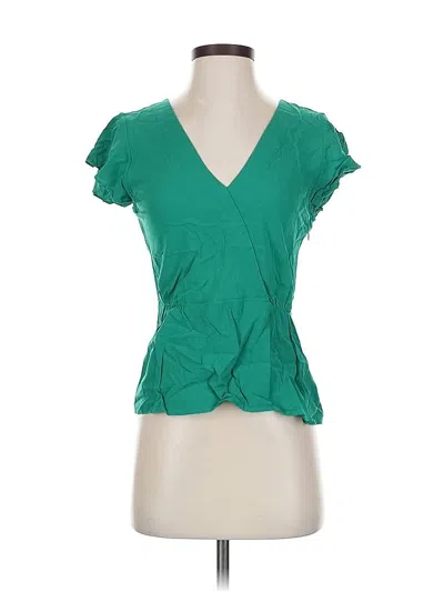 Pre-owned J. By J.crew Short Sleeve Top Green Sweetheart Neckline Tops