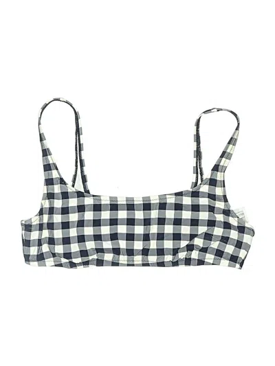 Pre-owned J. By J.crew Swimsuit Top Blue Checkered/gingham Pattern Swimwear