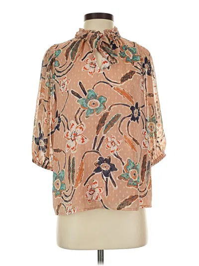 Pre-owned J By Joie 3/4 Sleeve Blouse In Brown