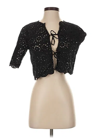 Pre-owned J By Joie 3/4 Sleeve Top Black Keyhole Neckline Tops