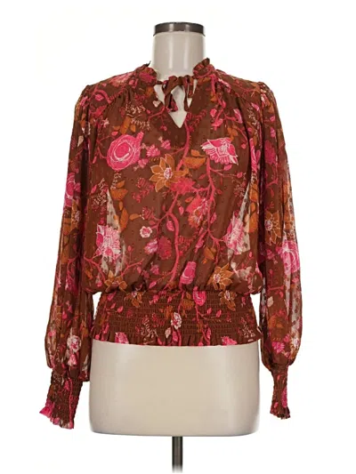 Pre-owned J By Joie Long Sleeve Blouse In Burgundy