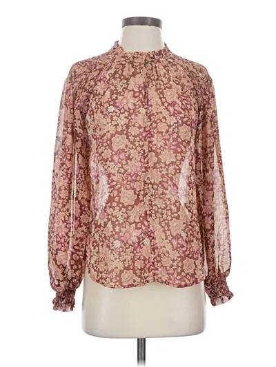 Pre-owned J By Joie Long Sleeve Blouse In Burgundy