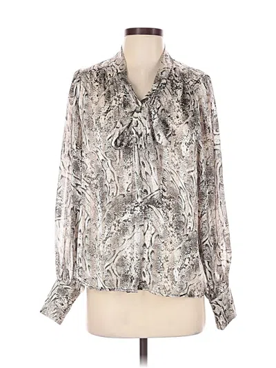 Pre-owned J By Joie Long Sleeve Blouse In Silver