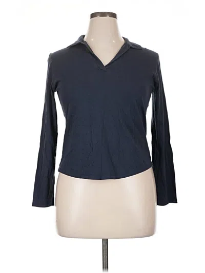 Pre-owned J By Joie Long Sleeve Polo Shirt In Blue