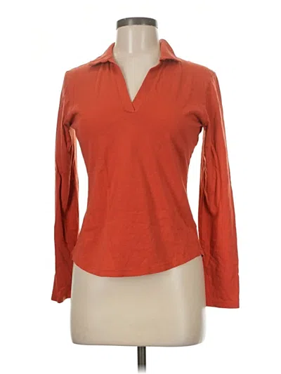 Pre-owned J By Joie Long Sleeve Polo Shirt In Orange