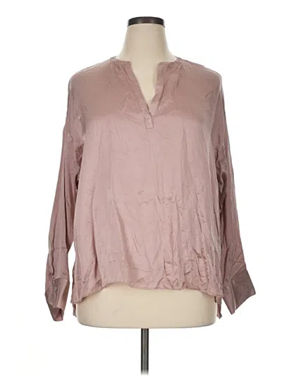 Pre-owned J By Joie Long Sleeve Silk Top Pink V-neck Tops