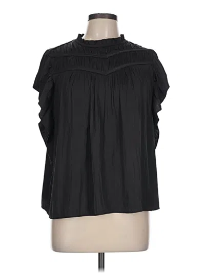 Pre-owned J By Joie Short Sleeve Blouse In Black