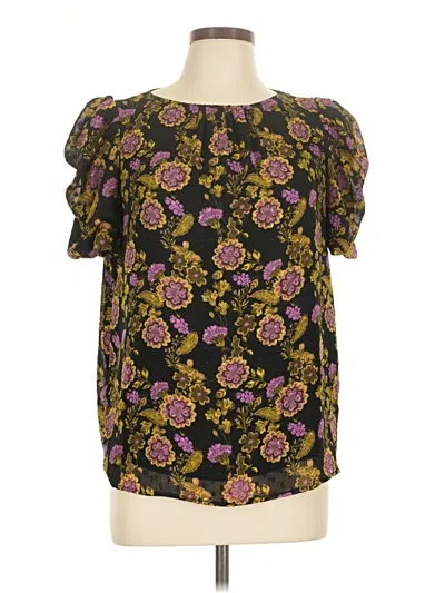 Pre-owned J By Joie Short Sleeve Blouse In Black