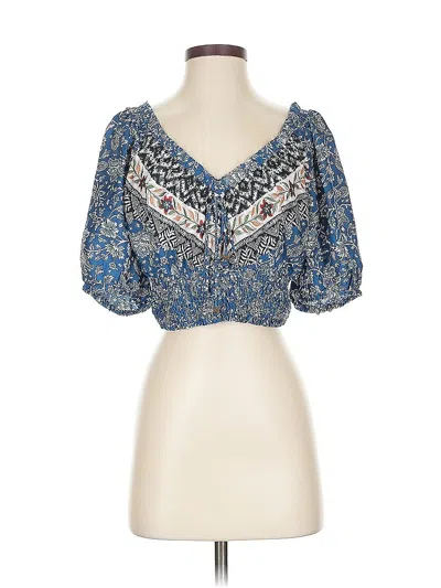 Pre-owned J By Joie Short Sleeve Blouse In Blue