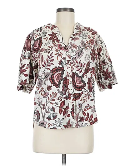 Pre-owned J By Joie Short Sleeve Blouse In Burgundy