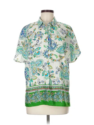 Pre-owned J By Joie Short Sleeve Blouse In Green