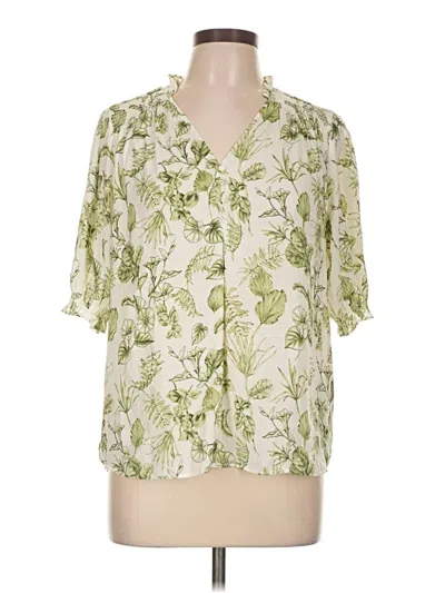 Pre-owned J By Joie Short Sleeve Blouse In Green