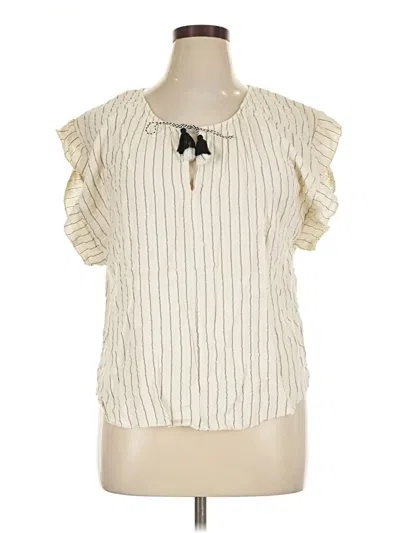 Pre-owned J By Joie Short Sleeve Blouse In Ivory