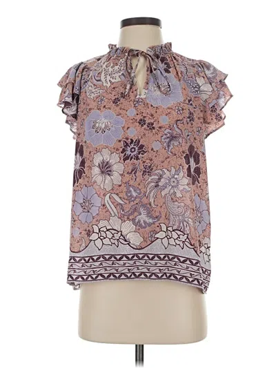 Pre-owned J By Joie Short Sleeve Blouse In Purple
