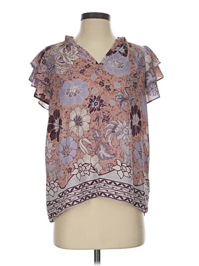 Pre-owned J By Joie Short Sleeve Blouse In Purple