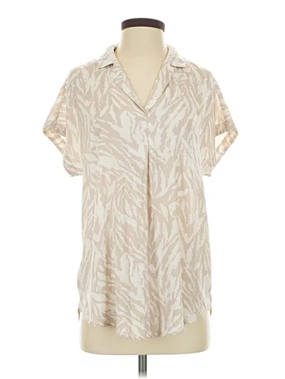 Pre-owned J By Joie Short Sleeve Blouse In Tan