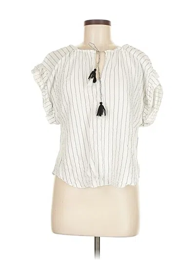 Pre-owned J By Joie Short Sleeve Blouse In White