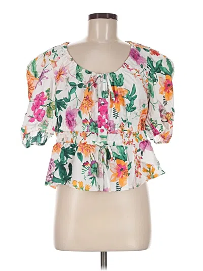 Pre-owned J By Joie Short Sleeve Blouse In White