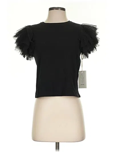 Pre-owned J By Joie Short Sleeve Top Black Ruffles Neckline Tops