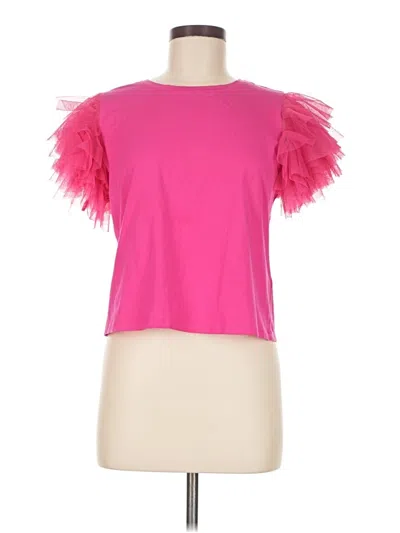 Pre-owned J By Joie Short Sleeve Top Pink Ruffles Neckline Tops