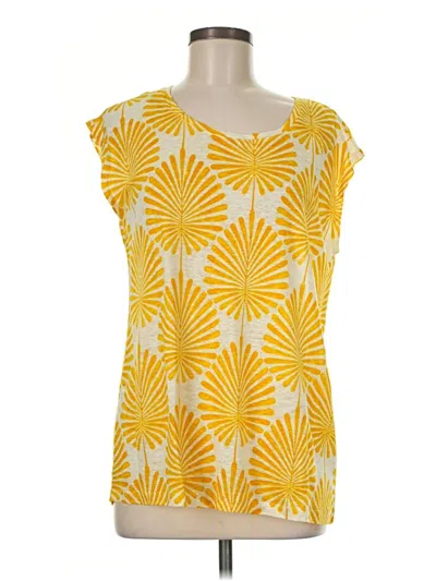 Pre-owned J By Joie Short Sleeve Top Yellow Scoop Neck Tops