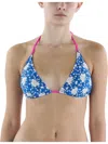 J Crew Womens Floral Print Nylon Bikini Swim Top In Blue
