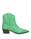 J D Julie Dee Woman Ankle Boots Green Size 8 Leather In Green