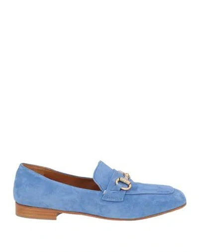 J D Julie Dee Woman Loafers Azure Size 8 Leather In Blue