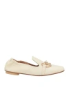 J D Julie Dee Woman Loafers Ivory Size 6 Leather In White