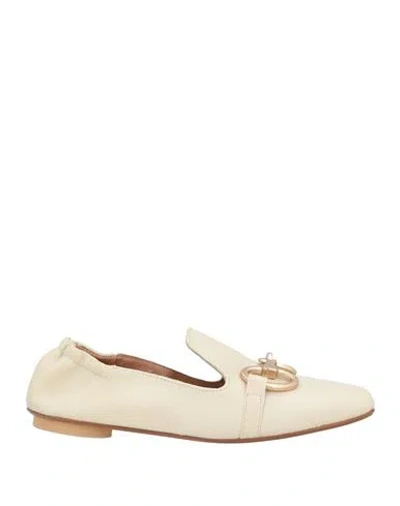 J D Julie Dee Woman Loafers Ivory Size 6 Leather In White