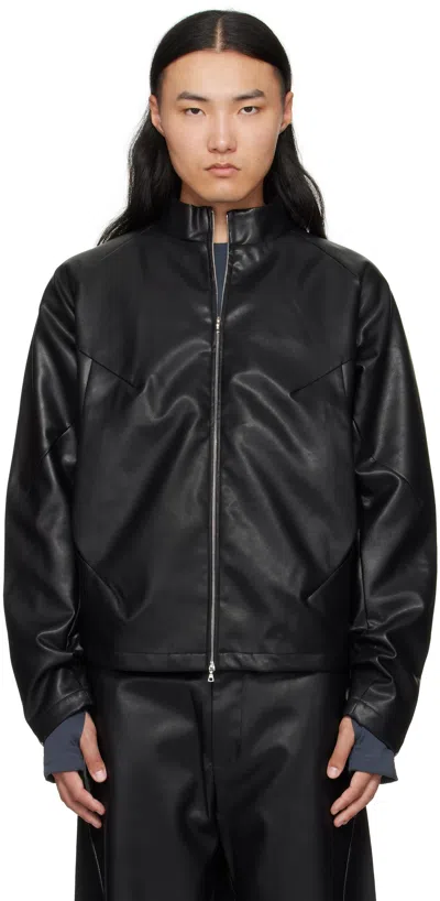 J Eongl I Black Slash Faux Leather Jacket