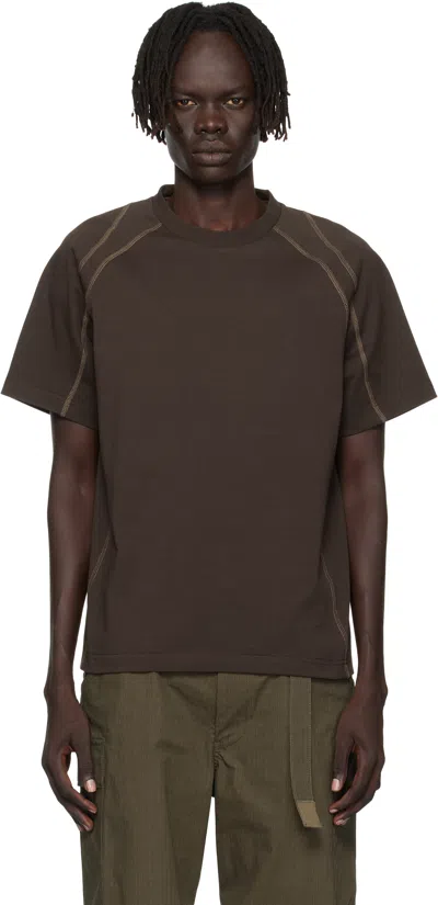 J Eongl I Brown Contrast Stitch T-shirt
