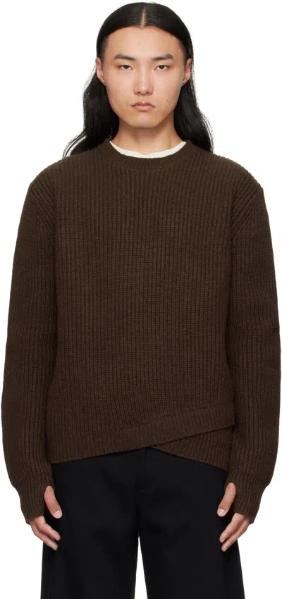 J Eongl I Brown Wool 2layer Knit Sweater