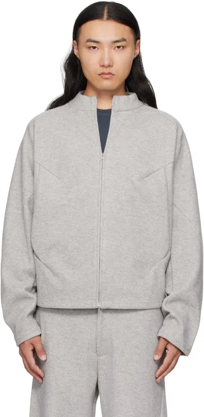 J Eongl I Gray Hybrid Wool Slash Jacket